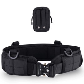 kuroobaa Tactical Belt, Airsoft Belt, Pouch, For Work, Tactical Belt, Tactical Belt Pad, Tactical Pouch, Set of 3, Black