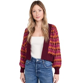 Dress To Women's Nubis Knit Cardigan, Colorful, Pink, Print, L