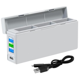 LCD Triple Battery Charger for GoPro Hero 12,11,10,9 Black,Go pro Enduro Batteries Display USB Charging Case with USB-C Cable,Fast Charge 3 Batteries Accessories