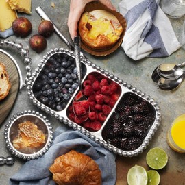 Mariposa Pearled Small 3-Section Server