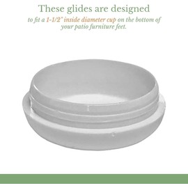 Sunniland Patio 1-1/2" Deluxe Wrought Iron Chair Glides, Protect Your Outdoor Furniture, Chair Leg Floor Protectors, Plastic Floor Protector, Pack of 25, White