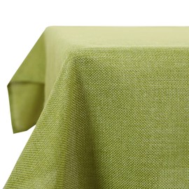 Deconovo Faux Linen Wipeable Tablecloth Rectangle Table Cover for Garden 52x70in(132x178cm) Green
