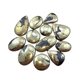 Pyrite Apache Loose Gemstones Wholesale Lot 100 Carat (3 to 5 Pcs) Natural Gemstone Cabochons for Jewelry Making,Wedding Gift, Healing Chakra, Wire Wrapping Crystals