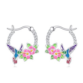 ZPMMPZ Hummingbird Earrings 925 Sterling Silver Hummingbird Hoop Earrings Cute Bird Earrings Jewelry Gifts for Women