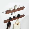 MATOOYA Shelf with Hooks, Solid Wood Bedroom Shelves for Wall,