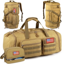 Tactical Gym Bag for Men with Toiletry Bag，50L Large 3 in 1 Sports Duffle Bag with Shoes Compartment for Travel,Water Resistant Travel Backpack Weekender Overnight Bag with Wet Pocket for Women