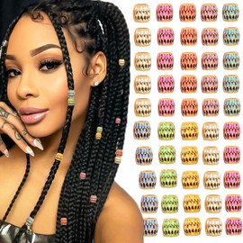 VENOFEN 50PCS Hair Beads for Braids Loc Dreadlock Beads for Hair Colorful Braid Accessories Acrylic Loc Beads Hair Jewelry Decoration Braids Accessories for Women and Girls