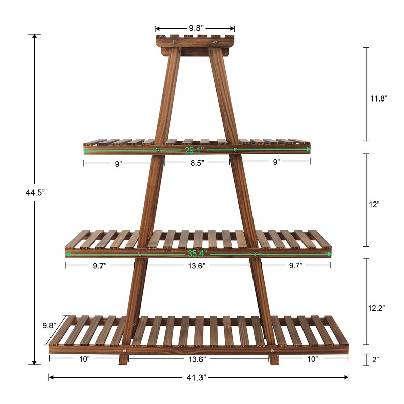 Ufine 4 Tier Wood Plant Stand Indoor Outdoor A Frame