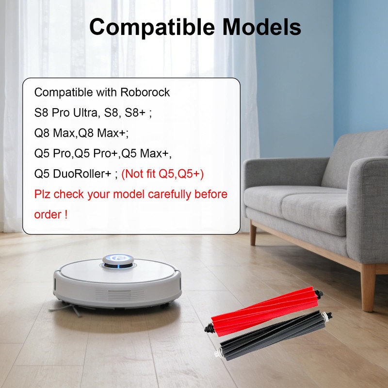 3 Sets Q8 Max Brush Replacement Compatible for Roborock S8