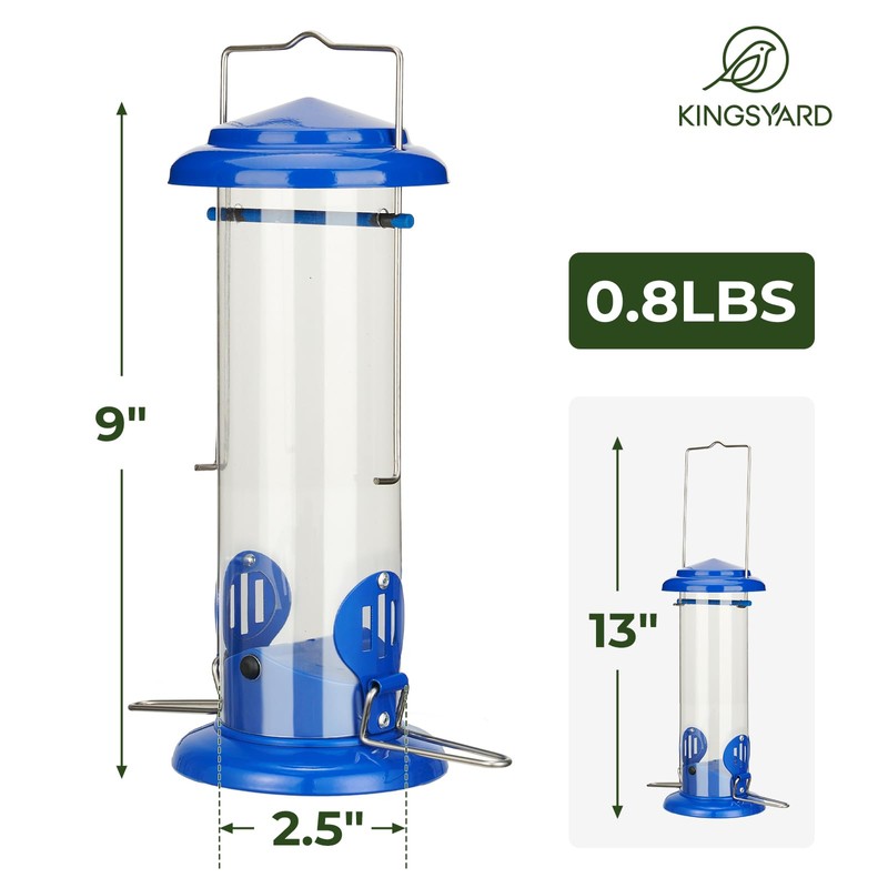 Kingsyard Upgraded Bluebird Feeder for Outdoors Hanging, Metal Mealworm Tube