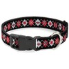 Buckle Down Plastic Clip Collar - BD Argyle Black/Red/Gray -