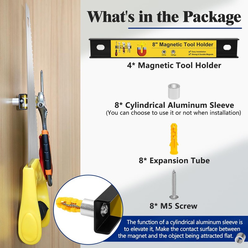 UCINNOVATE 8” Magnetic Tool Holder Strip, Heavy Duty Magnetic Tool