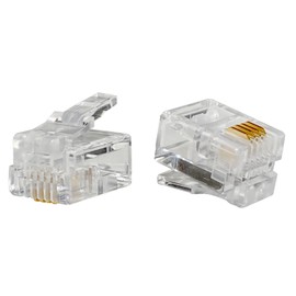 RJ11/12 Modular Plug Connector 6 Poles 4 Core (6P4C) Telephone Cord for Modular Cable (Telephone Line) 10 Pcs Taros [CRJ11-10P4]