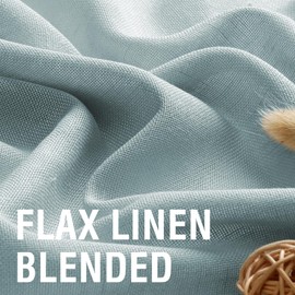 H.VERSAILTEX Natural Linen Curtains 84 inches Long for Living Room 2 Panels Back Tab Loop Pocket Textured Light Filtering Semi Sheer Curtains Rustic Farmhouse Boho Curtain for Bedroom, Cloud Blue