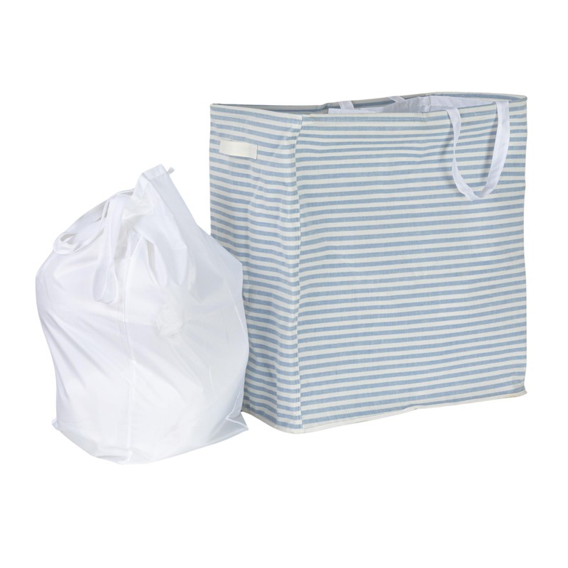 Household Essentials Rectangular Double Sorter with Handles, Blue and White