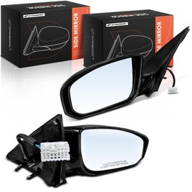 A-Premium Pair (2) Driver and Passenger Side Power Door Mirror - Compatible with Nissan Maxima 2004 2005 2006 2007 2008 - Non-Heated Manual Folding Smooth Black Outside Rear View Mirror