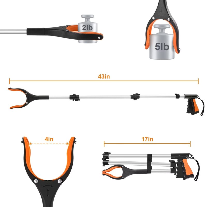 43" Extra Long Grabber Tool, Foldable Grabbers for Elderly Grab
