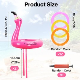 2 Flamingo Inflatable Throwing Game, Children's Ring Toss Game, Pool Party Toy, Toss Game Party Hats, Summer Pool Party Outdoor, Indoor Family Games