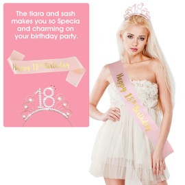 Abeillo 18 Geburtstag Mädchen, Geburtstagkrone Schärpe Strass Tiara, Geburtstag Krone und Schärpe, 18. Geburtstag Geschenke für Geburtstag Geschenk, Mädchen Geburtstag Party Deko