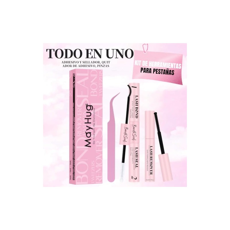 Mayhug Kit 4 en 1 para de Pestañas: Pegamento