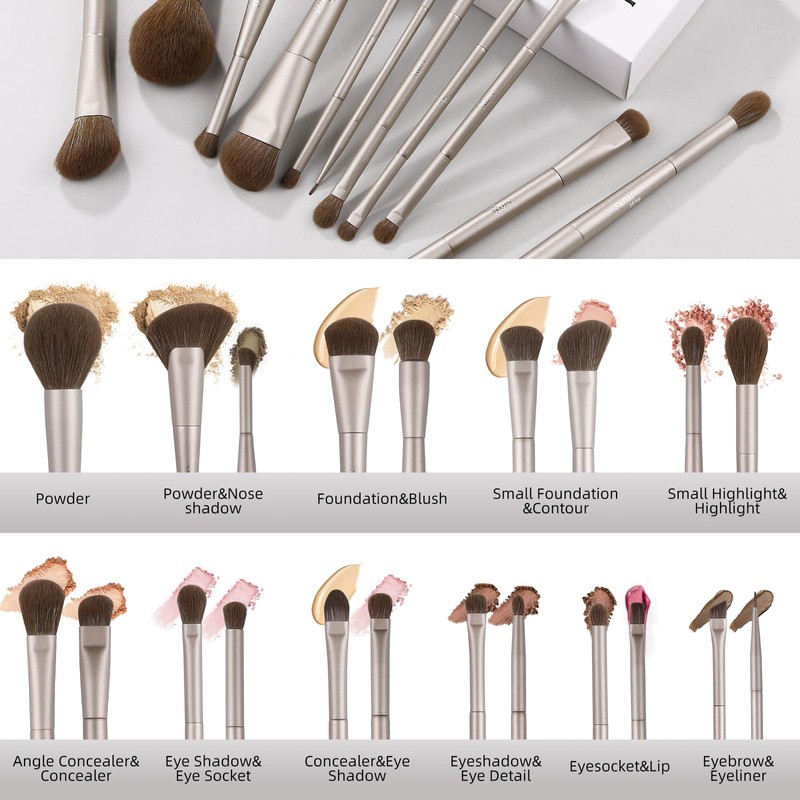 SaDM Shiny 11-Piece Double-Ended Makeup Brush Set – 21-in-11 Multifunctional
