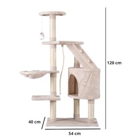 Fancy Pets Mueble Atenas para Gato 120 cm Rascador de Madera con Felpa Suave y Área de Descanso