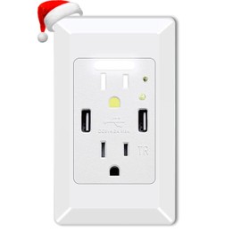 USB Outlet with Night Light, GreenCycle 15Amp Outlet Auto Sensor Night Light, 4.2A High Speed Duplex Receptacle Electrical AC Wall Sockets, Auto Nightlight Sensor and Wall Plates (White,1 Pack)