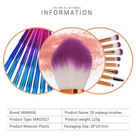 OZ STOCK 20PCS Eye Make up Brushes Diamond Unicorn Eyeshadow Eyebrow Blending Brush Set (20PCS Blue Pink)