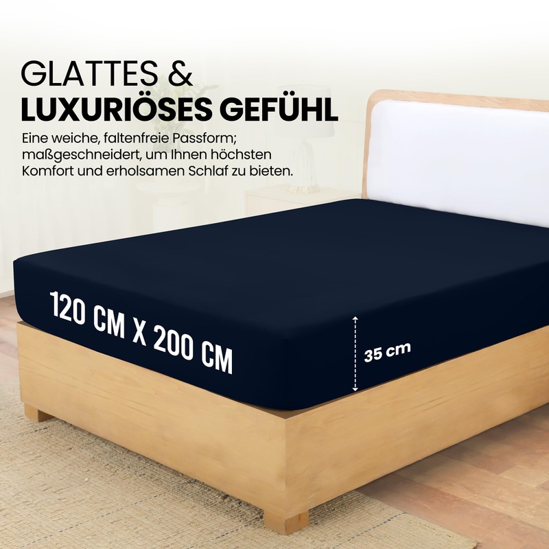 Utopia Bedding, Fitted Sheet, 120 x 200 cm, Navy Blue,