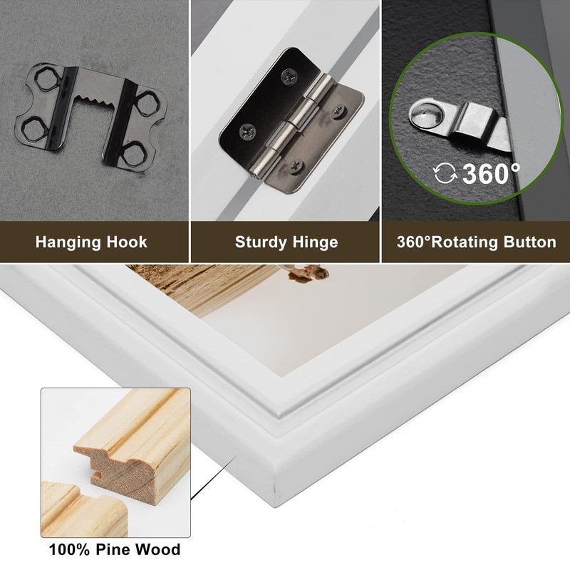 WISADD Horizontal 5X7 Picture Frames Double Hinged Wood Folding Photo