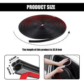 Wuyaoyao 32.8Ft Automotive Door Weather Stripping, Rubber Car Door Edge Trim Seal Strip for Hoods Trunks Windows, Universal Car Weather Stripping Edge Guard for Cars, Boats, RVs, Buses