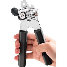 COKORA Manual Can Opener – Heavy-Duty Stainless Steel Handheld Can Opener with Smooth Edge Cutting, Built-In Bottle Opener, Easy-Turn Knob & Anti-Slip Comfort Handles – Ideal for Seniors & Kitchen Use, Black