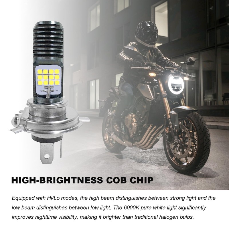 Sbulhia 9-16V H4 LED Motorcycle Headlight Bulbs, Super Bright 3030