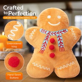 TILTECH Gingerbread Man Pillow Cozy Holiday Cushion | Cute Christmas Gingerbread Decor for Home, Winter Decorations