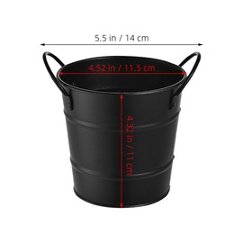 JECOMPRIS 2pcs Storage Bucket Mini Garbage Cans Decorative Metal Bucket Candy Pail Small Tin Bucket Black Iron