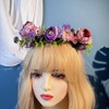 Elandy Boho Flower Headband with Adjustable Ribbon Headpiece Floral Crown