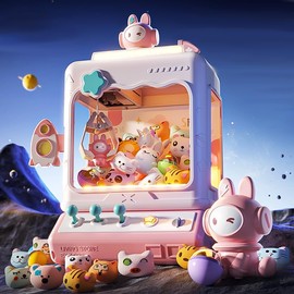 Skirfy Space Claw Machine for Kids, Mini Electronic Arcade Game Vending Machine，Candy Dispenser Arcade Game for Kids，Birthday for Girls Boys(Pink)