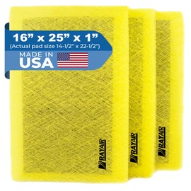 RAYAIR SUPPLY 16x25 Replacement Filter Pads Compatible with Pristine Air Cleaner 16x25 Refills (3 Pack) YELLOW