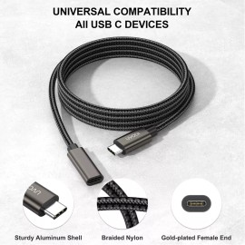 UVOOI USB C Extension Cable 10FT USB C Extender Cord Male to Female USB 3.1 Gen2 Ty...