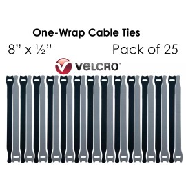 VELCRO 25 VELCRO® Brand One-Wrap Thin Cable Ties Reusable Straps Organizer Black Light