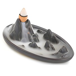 Zliger Backflow Incense Burner, Incense Sticks Holder Ceramic with 10 Backflow Incense Cones Used for Meditation Zen Office Home and Living Room Decoration