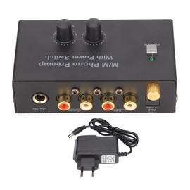 PP500P Phono Turntable Preamp, Dual Gain Electronic Audio Stereo Phonograph Preamp, DC 12V Metal Headphone Amplifier