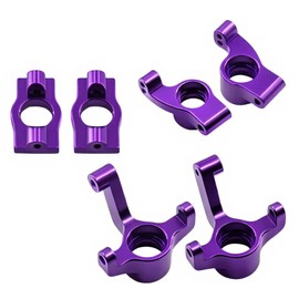 Front Steering Knuckles, Caster Blocks C Hubs and Rear Hubs Meta Aluminum for Losi Micro b Losi Micro t Upgrades Parts 1/24 1/28 Accessories Rc Car 2WD Buggy RTR LOS00007 Replacement (Purple)