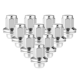 VekAuto 10 Pcs Wheel Lug Nuts Compatible for Toyota Tundra Sequoia 2008-2021, Durable Chorme Plated M14x1.5 Carbon Steel Silver Tone Tire Lugnuts