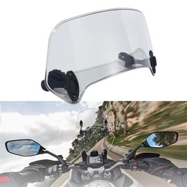 Universal Motorcycle Windshield Extension Adjustable Spoiler Windscreen Extender for Kawasaki Yamaha Harley Suzuki Buell Triumph Ducati Aprilia(210mm Smoke)