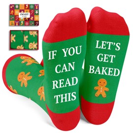 Zmart Christmas Gifts Stocking Socks For Boys Girls - Secret Santa Socks Xmas Stocking Stuffers for Kids Gingerbread Socks 7-9 Year Old