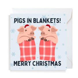 Second Ave Funny Pigs In Blankets Square Christmas Xmas Holiday Festive Greetings Card