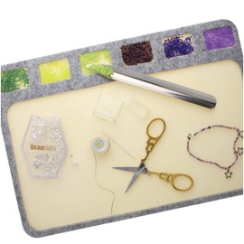 The Beadsmith Seed Bead Treasure Mat – 8” x 11” (20.3 x 27.9cm) – Soft Surface, 6 Compartments, Raised Border – Perfect for Working on Seed Bead Projects, Beading, Jewelry Making and DIY Hobbies
