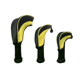 3 PCS Driver Head Cover,Club Head Cover for Driver Fairway,Golf Accessories,Golf Club Head Covers Equipped with Interchangeable Labels Label: 3,4,5,6,7 X（Yellow）
