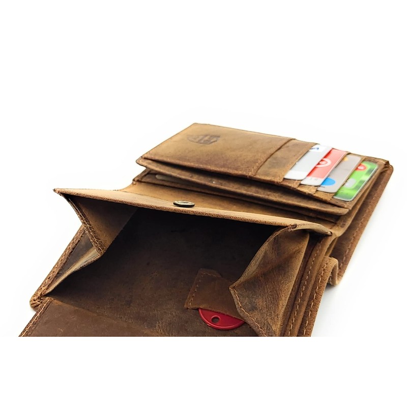 Lemasi Genuine Leather Wallet for Men, Natural Hunter Leather with